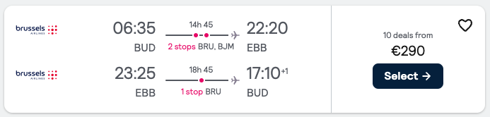 Flight from Budapest (BUD) to Uganda (EBB) for €285 Roundtrip!