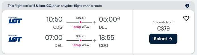 Paris (CDG) to Delhi (DEL), India for only €379 Roundtrip.