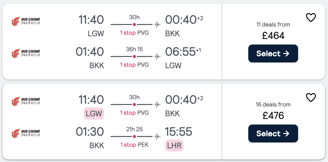 Flight from London (LGW) to Bangkok (BKK), Thailand for only £464 Roundtrip!