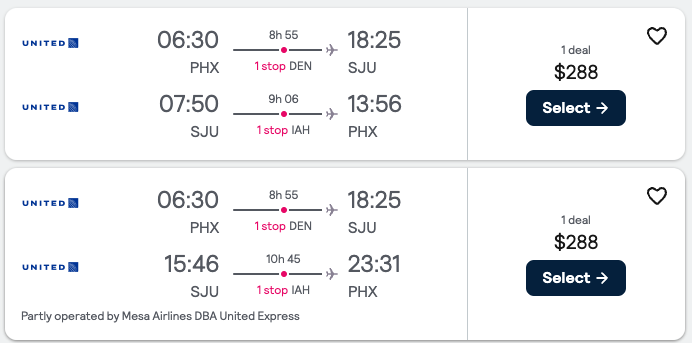 Phoenix (PHX), Arizona to San Juan (SJU), Puerto Rico from $288 Roundtrip