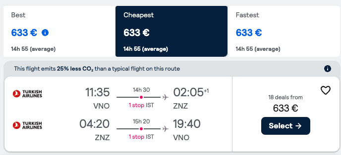 Riga (RIX) to Zanzibar (ZNZ), Tanzania from €633 Roundtrip