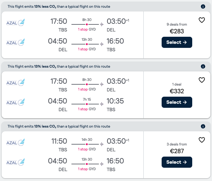 Fly from Tbilisi to New Delhi, India. Skyscanner.